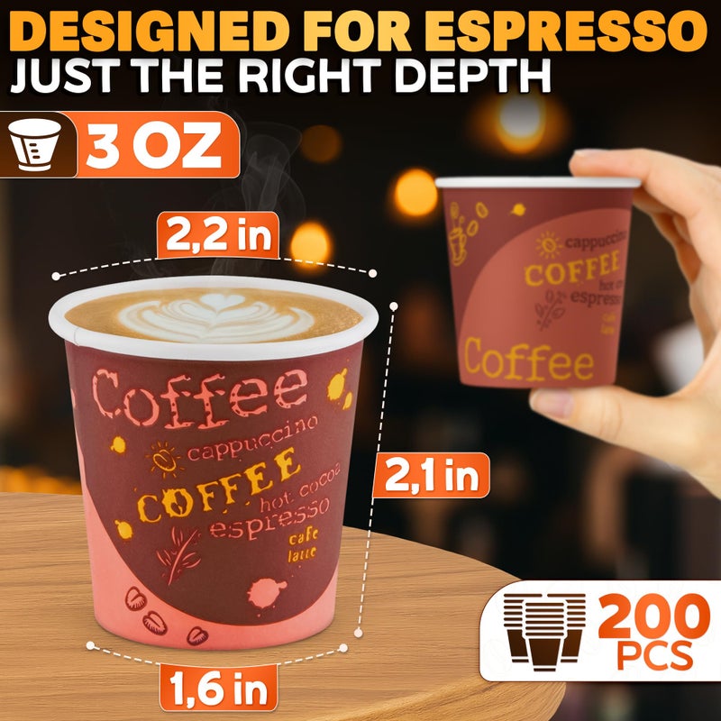 Reluen 200-Pack 3 oz Disposable Espresso Cups â€“ Small Espresso Paper Cups for Hot Drinks | Compact & Durable Great for Coffee, Tea, Holiday and Beverage Shots, for Home, Office, Events and On-the-Go Use - Image 2